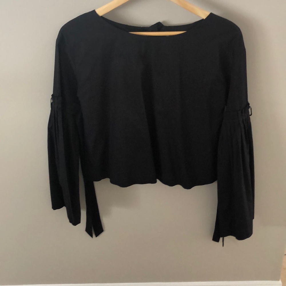 Black bell sleeve blouse